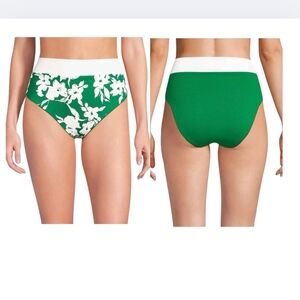 NEW Lands' End Size 18 (XL) Reversible High Waist Bikini Swim Bottom Grass Multi